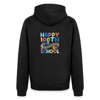 100e jour d’école, professeur de musique, musicien - Veste à capuche bio Premium Unisexe - noir - Dos - Nico (187cm)