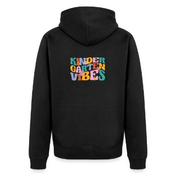 Kindergarten Vibes Jugend Kinder Crew Retro ersten - Unisex Premium Bio Zip Hoodie - Schwarz - Hinten - Nico (187cm)