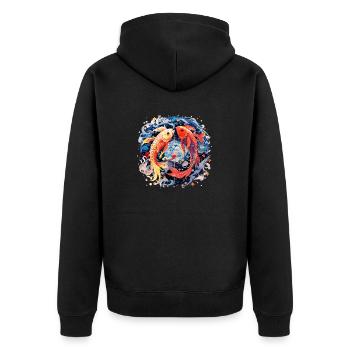 Horoskop Tierkreiszeichen Grafik - Sternzeichen Fische - Unisex Premium Bio Zip Hoodie - Schwarz - Hinten - Nico (187cm)
