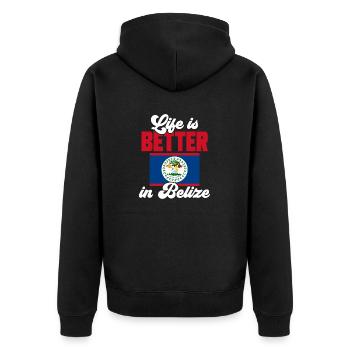 Belize Flagge Belizer - Unisex Premium Bio Zip Hoodie - Schwarz - Hinten - Nico (187cm)