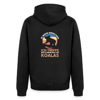 Koalabär Koala - Unisex Premium Bio Zip Hoodie - Schwarz - Hinten - Nico (187cm)