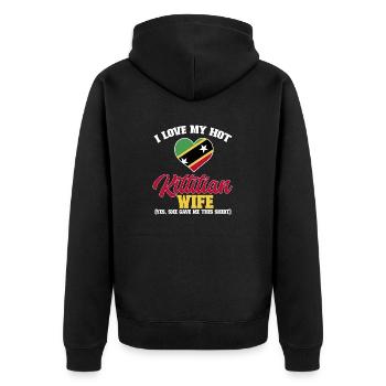 Flag of Saint Kitts and Nevis - Unisex Premium Organic Zip Hoodie - black - Back - Nico (187cm)