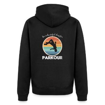 It's a beautiful day for parkour - Unisex Premium Organic Zip Hoodie - black - Back - Nico (187cm)