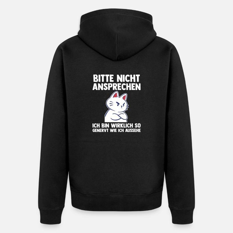 Katze Bitte Nicht Ansprechen - Unisex Premium Bio Zip Hoodie - Schwarz