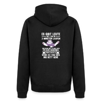 Katze Langschläfer Sportmuffel Morgenmuffel Lustig - Unisex Premium Bio Zip Hoodie - Schwarz - Hinten - Nico (187cm)
