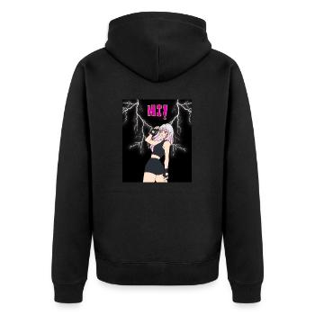 Anime Girl HI Designer T-Shirt - Unisex Premium Bio Zip Hoodie - Schwarz - Hinten - Nico (187cm)
