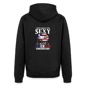 Liberia Flag Liberians - Unisex Premium Organic Zip Hoodie - black - Back - Nico (187cm)
