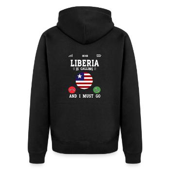 Liberia Flag Liberians - Unisex Premium Organic Zip Hoodie - black - Back - Nico (187cm)