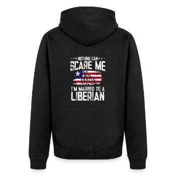 Liberia Flag Liberians - Unisex Premium Organic Zip Hoodie - black - Back - Nico (187cm)