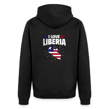 Liberia Flag Liberians - Unisex Premium Organic Zip Hoodie - black - Back - Nico (187cm)