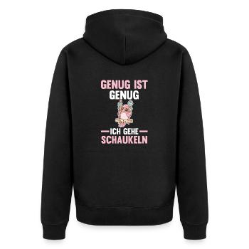 Eule Genug Ist Genug Ich Gehe Schaukeln - Unisex Premium Bio Zip Hoodie - Schwarz - Hinten - Nico (187cm)