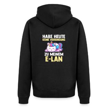 Einhorn Habe Heute Keine Verbindung Zu Meinem E-La - Unisex Premium Bio Zip Hoodie - Schwarz - Hinten - Nico (187cm)