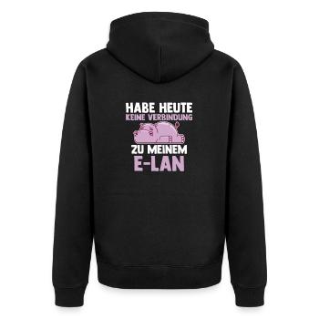 Flusspferd Habe Heute Keine Verbindung Zu Meinem E - Unisex Premium Bio Zip Hoodie - Schwarz - Hinten - Nico (187cm)