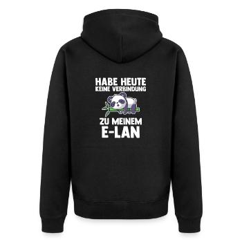Pandabär Habe Heute Keine Verbindung Zu Meinem E-L - Unisex Premium Bio Zip Hoodie - Schwarz - Hinten - Nico (187cm)
