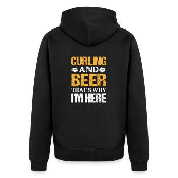 Curling And Beer That's Why I'm Here Broom Curler - Unisex Premium Bio Zip Hoodie - Schwarz - Hinten - Nico (187cm)
