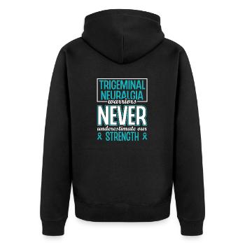 Stolze Trigeminusneuralgie-krieger Unterschätzen - Unisex Premium Bio Zip Hoodie - Schwarz - Hinten - Nico (187cm)
