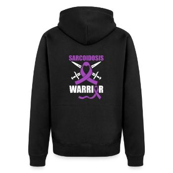 Sarkoidose Kriegerin Unsichtbare Krankheit - Unisex Premium Bio Zip Hoodie - Schwarz - Hinten - Nico (187cm)