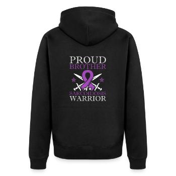 Stolzer Bruder Eines Sarkoidose-kriegers - Unisex Premium Bio Zip Hoodie - Schwarz - Hinten - Nico (187cm)