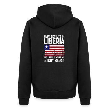 Liberia Flag Liberians - Unisex Premium Organic Zip Hoodie - black - Back - Nico (187cm)