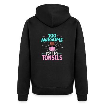 Tonsillektomie Genesung Mandelentfernung - Unisex Premium Bio Zip Hoodie - Schwarz - Hinten - Nico (187cm)