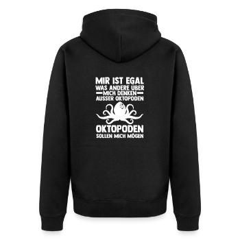 Tintenfisch Oktopus - Unisex Premium Bio Zip Hoodie - Schwarz - Hinten - Nico (187cm)
