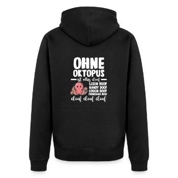 Tintenfisch Oktopus - Unisex Premium Bio Zip Hoodie - Schwarz - Hinten - Nico (187cm)