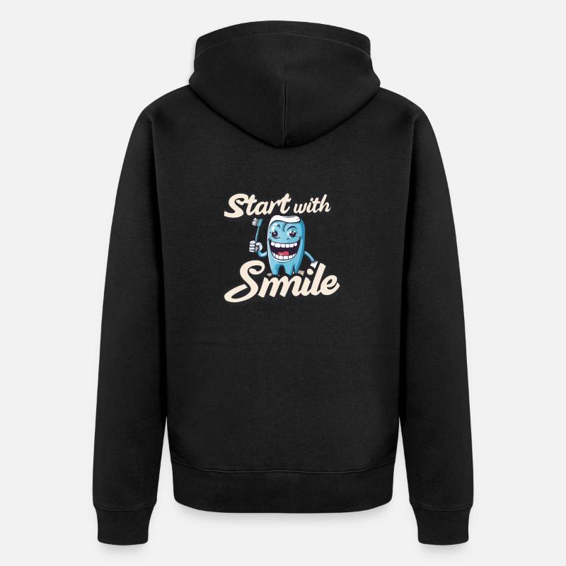 Commencez par le sourire - Veste à capuche bio Premium Unisexe - noir