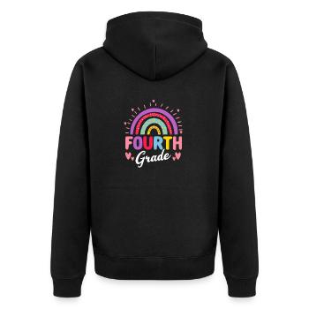 Fourth Grade 4th Rainbow Teacher Student 100 Day - Unisex Premium Organic Zip Hoodie - black - Back - Nico (187cm)