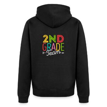 Team of the 2nd class Second teacher student 100. - Unisex Premium Organic Zip Hoodie - black - Back - Nico (187cm)