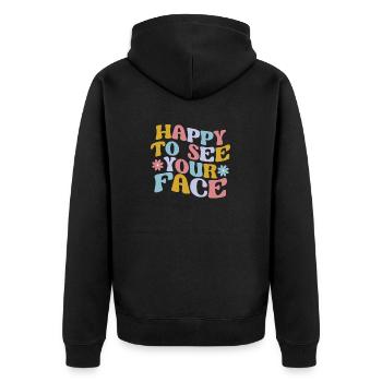 Happy To See Your Face Lehrer Schüler 100 Tage - Unisex Premium Bio Zip Hoodie - Schwarz - Hinten - Nico (187cm)