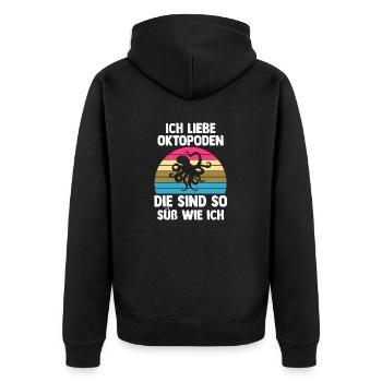 Tintenfisch Oktopus - Unisex Premium Bio Zip Hoodie - Schwarz - Hinten - Nico (187cm)