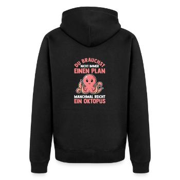 Tintenfisch Oktopus - Unisex Premium Bio Zip Hoodie - Schwarz - Hinten - Nico (187cm)