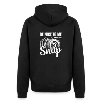 Soyez gentil avec moi, je pourrais juste prendre des photos avec un appareil photo - Veste à capuche bio Premium Unisexe - noir - Dos - Nico (187cm)