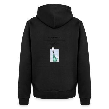 So sieht es aus! Eine Legende ist geboren. - Unisex Premium Bio Zip Hoodie - Schwarz - Hinten - Nico (187cm)