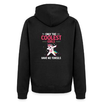 Tonsillektomie Genesung Mandelentfernung - Unisex Premium Bio Zip Hoodie - Schwarz - Hinten - Nico (187cm)