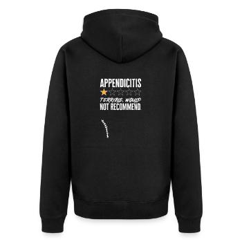 Appendectomy Appendicitis - Unisex Premium Organic Zip Hoodie - black - Back - Nico (187cm)