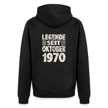 Oktober 1970 Legende seit 53 Jahren Mann Frau - Unisex Premium Bio Zip Hoodie - Schwarz - Hinten - Nico (187cm)