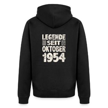 Oktober 1954 Legende seit 69 Jahren Mann Frau - Unisex Premium Bio Zip Hoodie - Schwarz - Hinten - Nico (187cm)