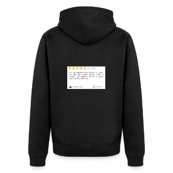 Keine Fragen stellen, Bier bringen! Kundenbewertun - Unisex Premium Bio Zip Hoodie - Schwarz - Hinten - Nico (187cm)