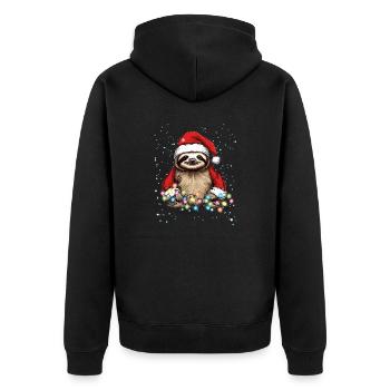 Funny Sloth Christmas Design - Sloth Christmas - Unisex Premium Organic Zip Hoodie - black - Back - Nico (187cm)