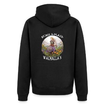 Walhalla Maidens Geschenk für Freyas Kriegerinnen - Unisex Premium Bio Zip Hoodie - Schwarz - Hinten - Nico (187cm)