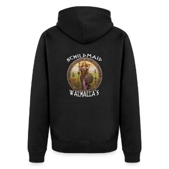 Walhalla Maidens Das Geschenk für Kriegerinnen - Unisex Premium Bio Zip Hoodie - Schwarz - Hinten - Nico (187cm)