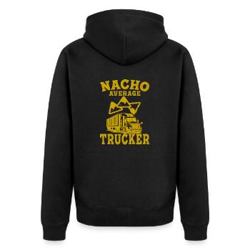 Trucker LKW-Fahrer Camion Nacho Durchschnitt - Unisex Premium Bio Zip Hoodie - Schwarz - Hinten - Nico (187cm)