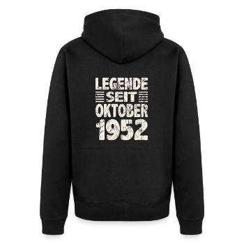 Oktober 1952 Legende seit 71 Jahren Mann Frau - Unisex Premium Bio Zip Hoodie - Schwarz - Hinten - Nico (187cm)
