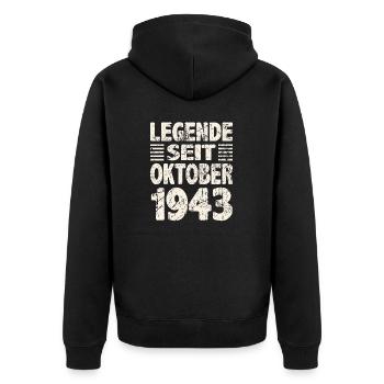 Oktober 1943 Legende seit 80 Jahren Mann Frau - Unisex Premium Bio Zip Hoodie - Schwarz - Hinten - Nico (187cm)