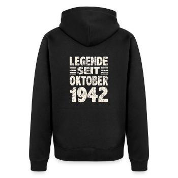 Oktober 1942 Legende seit 81 Jahren Mann Frau - Unisex Premium Bio Zip Hoodie - Schwarz - Hinten - Nico (187cm)
