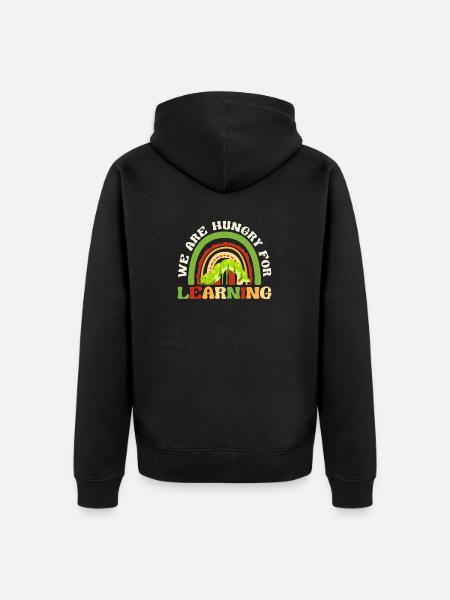 Siamo affamati di imparare Arcobaleno divertente - Felpa con cappuccio ecologica premium unisex - nero