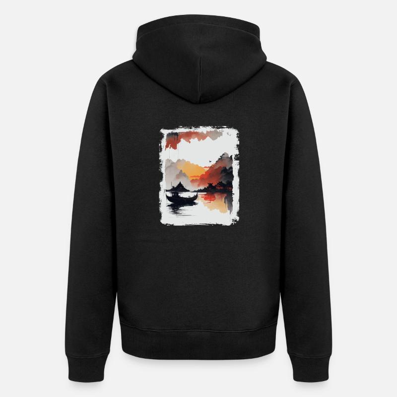 Japanisch - Ninh Binh Town - Unisex Premium Bio Zip Hoodie - Schwarz