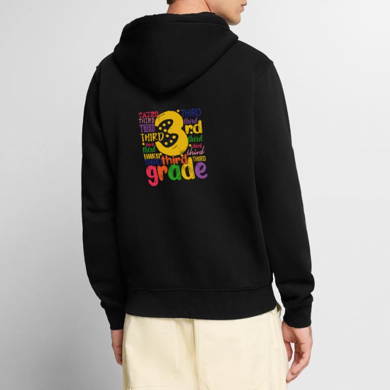 3. Third Class Typography Team Grader 100. Unisex Premium Organic Zip Hoodie