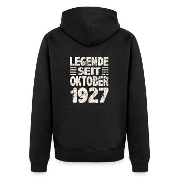 Oktober 1927 Legende seit 96 Jahren Mann Frau - Unisex Premium Bio Zip Hoodie - Schwarz - Hinten - Nico (187cm)